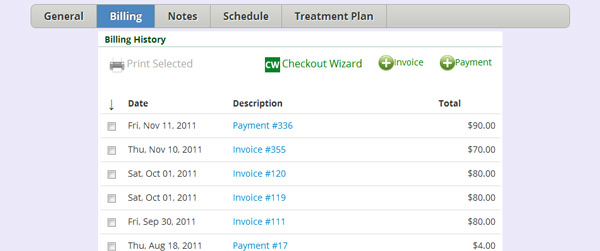 Client Billing History